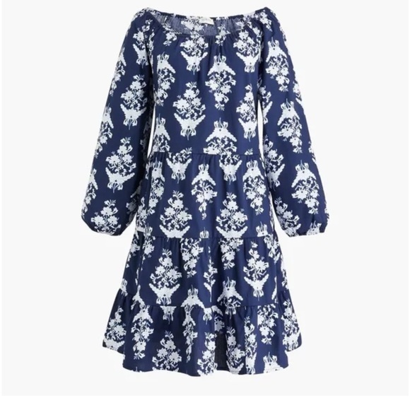 J Crew Floral Cotton Poplin Raglan Tiered Dress Size XXS - Picture 7 of 9